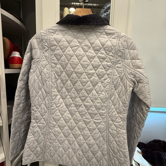 Barbour Light Gray Quilted Jacket with Black Collar - Picture 2 of 3